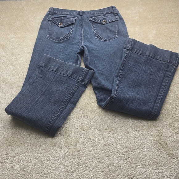 Mixit Women Dark Wash Flare Jeans Size 10 Stretch Wide Leg Trouser Denim - Picture 6 of 10